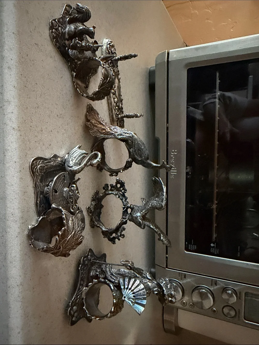 Antique-Style Silver Decorative Napkin Rings Set